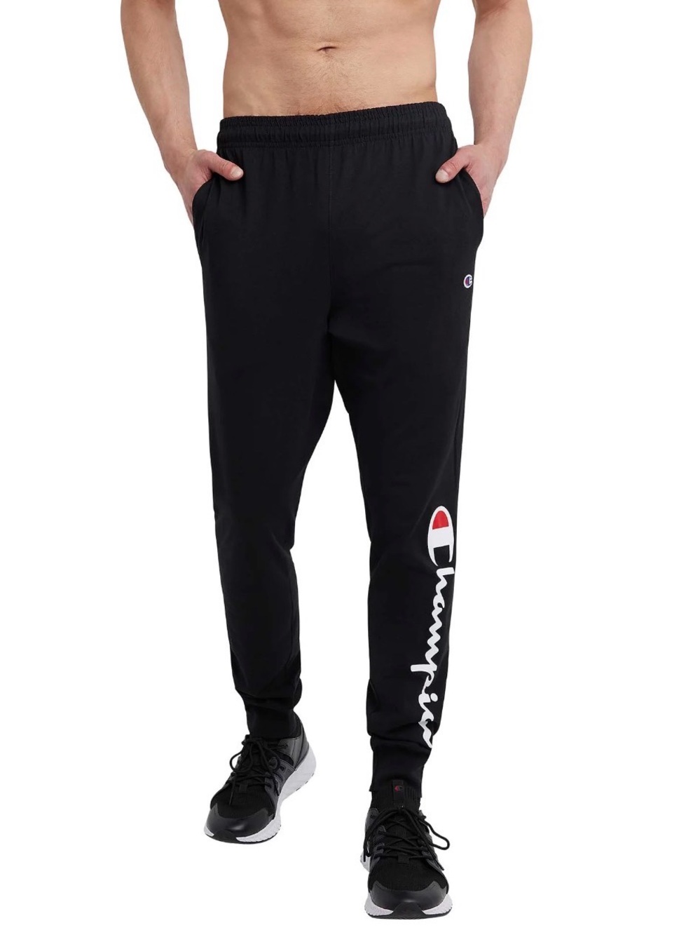 Champion Menโs Black Script Logo Jogger Pants | Sz XL